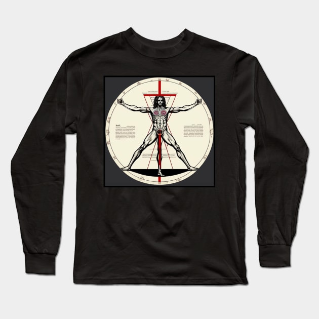 Vitruvian Man Rock n Roll Vinyl Record Vol. 5 Long Sleeve T-Shirt by musicgeniusart